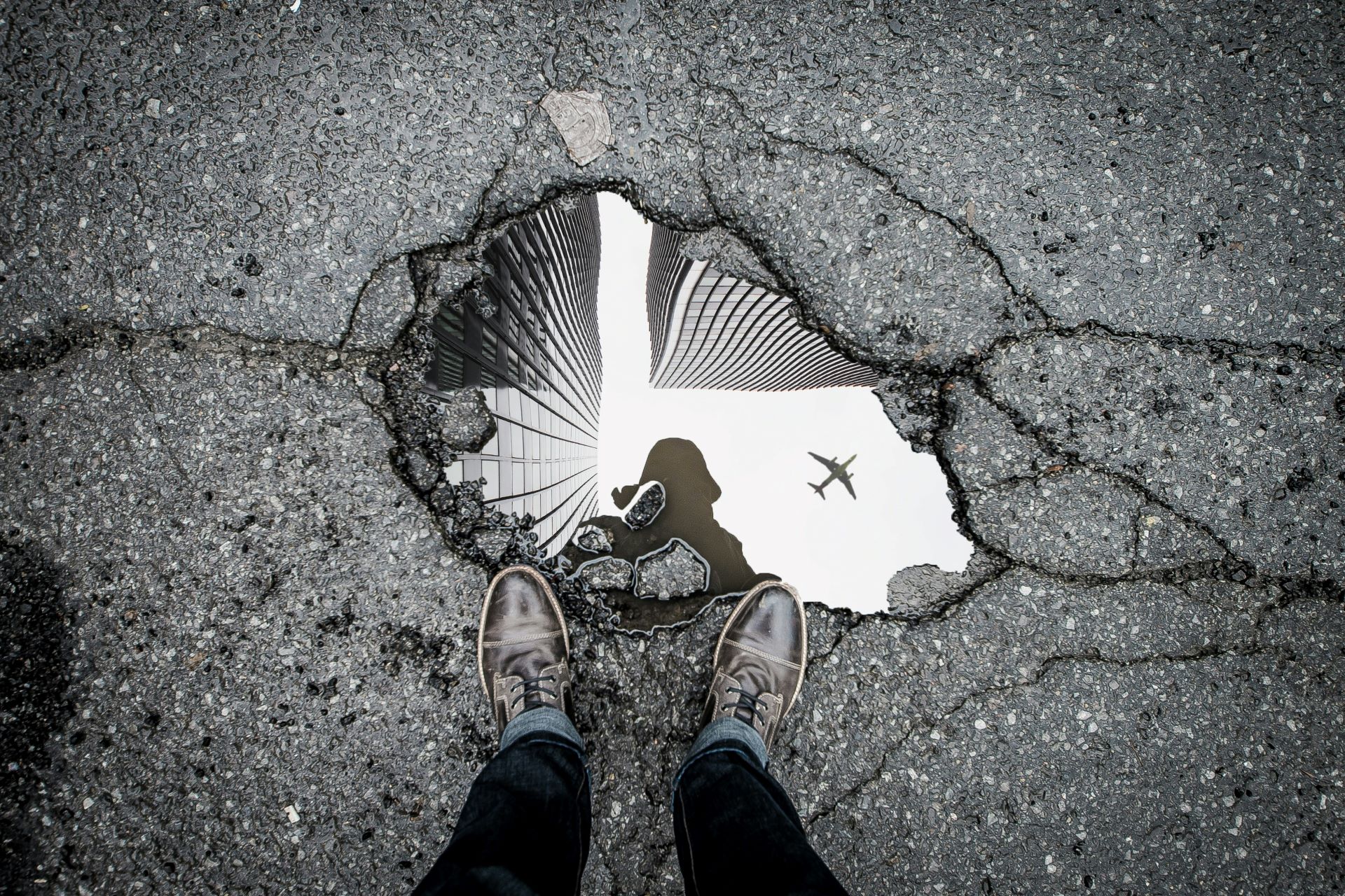 Road conditions in South Africa with potholes
