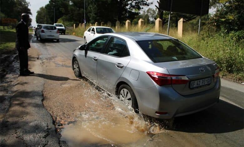 car driving through rough road condition